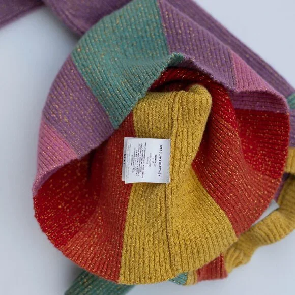 Stella McCartney Kids 4 Lurex Multicolor Stripe Rainbow Glitter Sweater Pullover - Picture 6 of 8